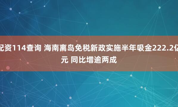 配资114查询 海南离岛免税新政实施半年吸金222.2亿元 同比增逾两成